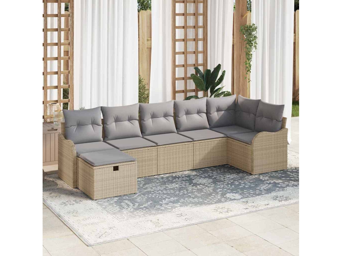Vidaxl Conjunto De Sofá De Jardim 7 Unid. Rattan Sintético