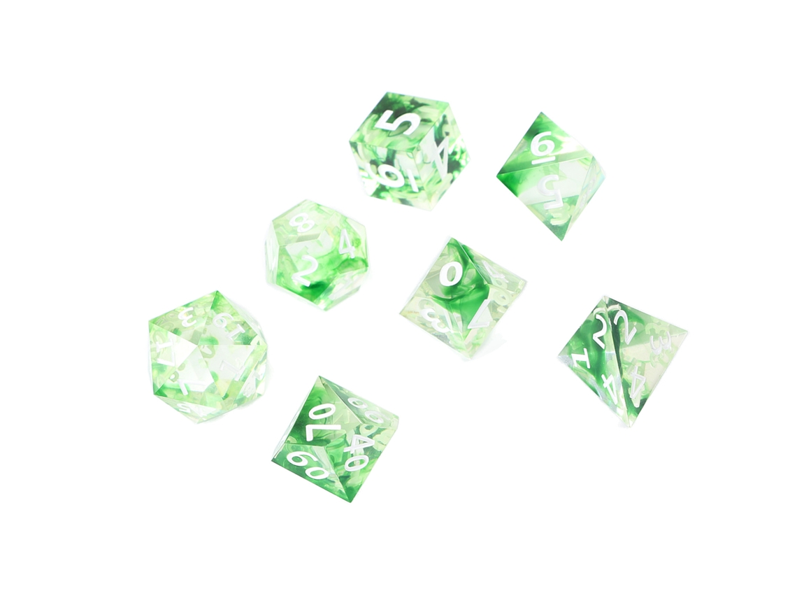 Mali conjunto de 7 Dados Poliédricos de Resina Semitransparente para Jogos de Tabuleiro e Rpg