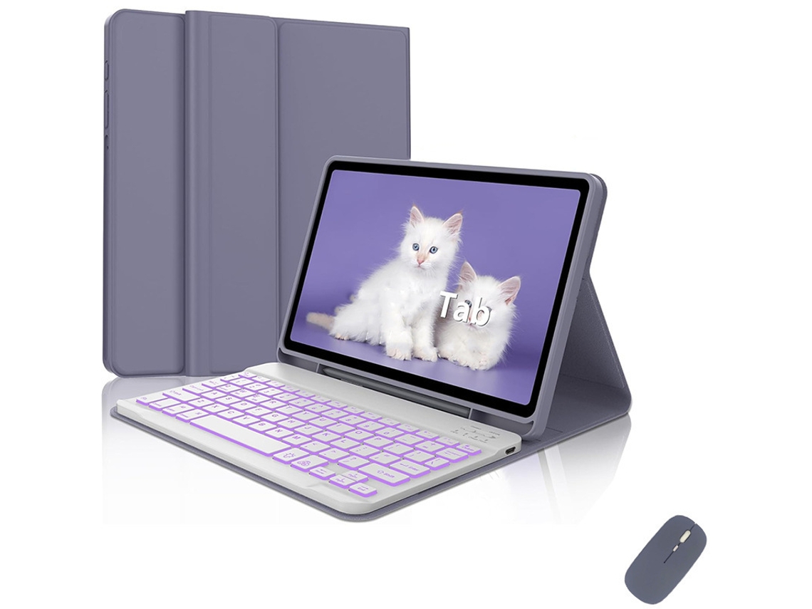 Capa Para Lenovo Yoga Tab Plus 12.7 Tb520fu 12.4 Polegadas Com Teclado Bluetooth Retroiluminado 10 Polegadas E Rato 2.4g Digitallab (português-roxo)