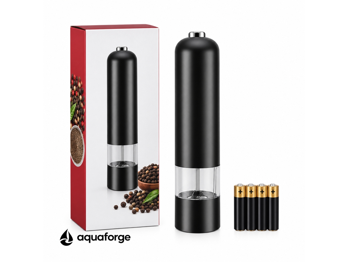 Moinho Elétrico De Pimenta E Sal Aquaforge Para Pimenta E Sal, Preto