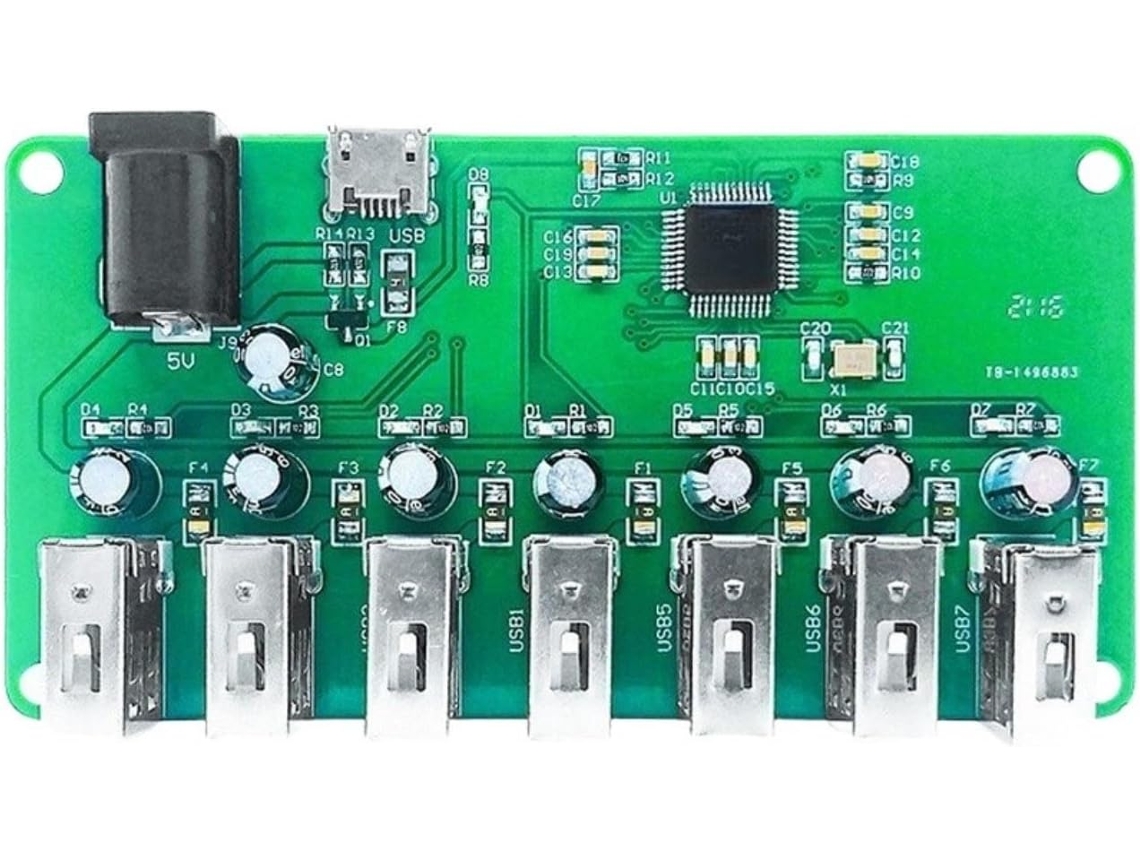 Hub Usb De 1 A 7 Portas Com Display Led E Fonte Alimentação Dc5v,