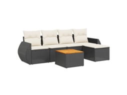 Conjunto Sofás de Jardim 6 Pcs com Almofadões Vime Pe Preto MAISON EXCLUSIVE (6 pcs)