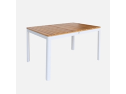 Mesa De Jardim De Acácia Com Cantos Arredondados, 6 Lugares, Branco Sweeek