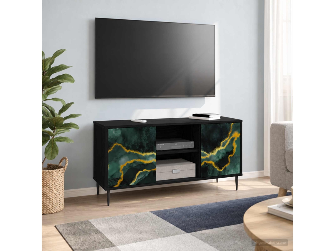 Vidaxl Gabinete Para Tv Wijhe 102 X 33 X 51 Cm Carvalho Preto