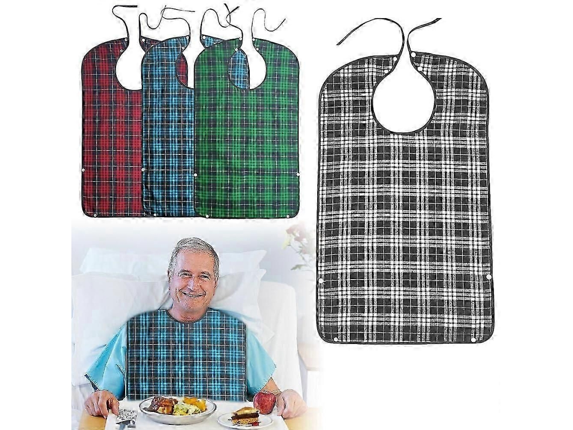 Babadores Para Adultos, Pacote De 4 Babadores Para Adultos Com Botão De Pressão E Gravata, Babador Impermeável Para Adultos, Babador Reutilizável