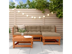Vidaxl Conjunto de Lounge de Jardim 15 Pcs Castanho Encerado
