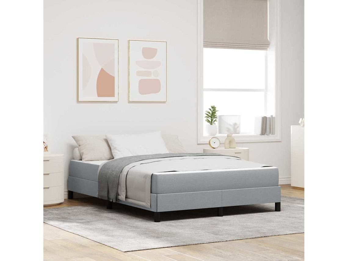 Vidaxl Cama Box Cinzento-claro 140 X 190 Cm Tecido