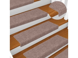 Vidaxl Tapetes De Escada Autoadesivos 30 Peças 65x21x4 Cm Castanho Claro Com Borda Retangular