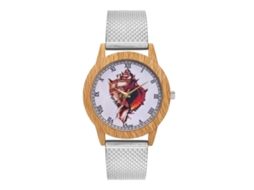 Relógio de quartzo com pulseira de silicone, mostrador com numerais romanos, unissex, prateado.