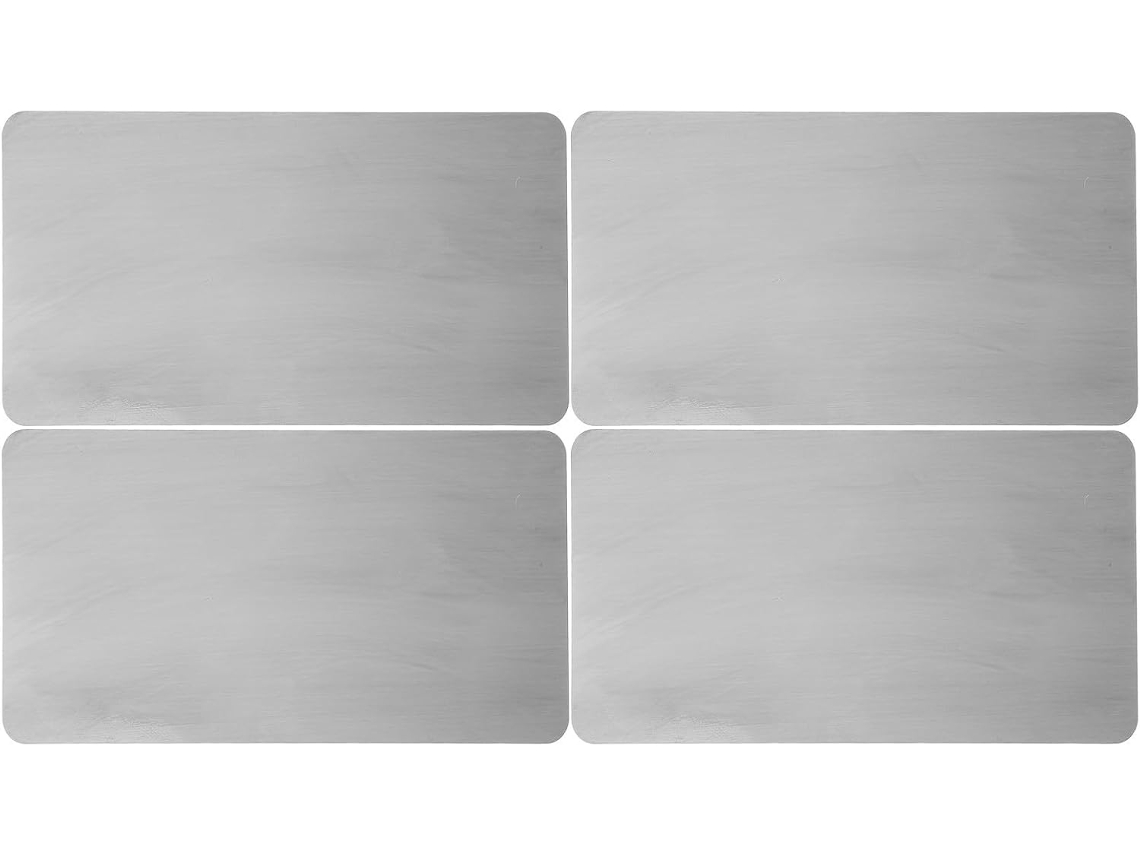 Conjunto De 4 Cartões Em Aço Inoxidável Prateado Polido, Duráveis Para Uso Diário, Com Cantos Precisos E Empilháveis