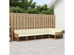 Vidaxl Conjunto De Sofás Para Exterior 6 Pcs Natural E Creme