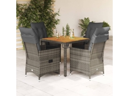 Vidaxl 5 Pcs Conjunto De Jantar P/ Jardim C/ Almofadões Vime Pe Cinza