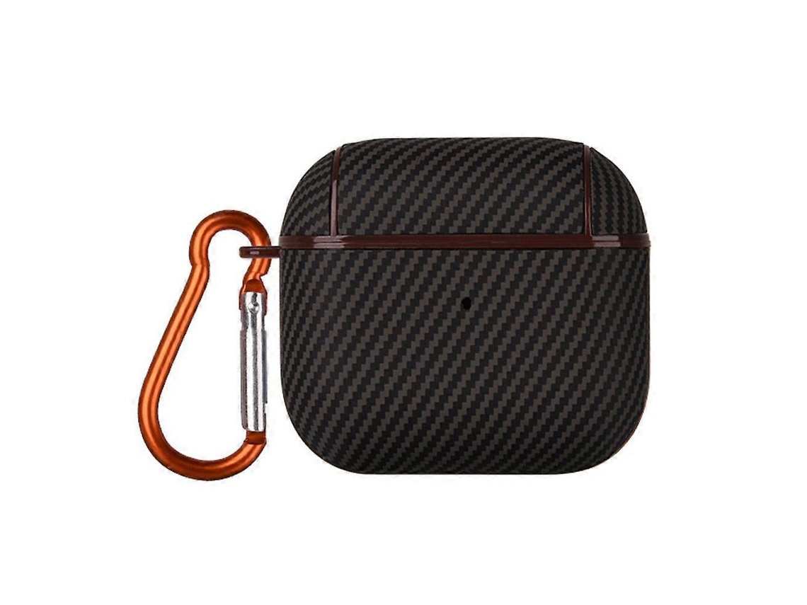 Estojo Para Fones De Ouvido Airpods 4 Em Polipropileno Com Textura De Fibra De Carbono E Gancho.