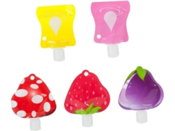 Conjunto De 5 Garrafas de Viagem Recarregáveis Em Formato Fruta, Pet Pa Pe