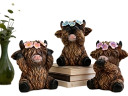 Vacas De Resina, Decoração Rústica Em Miniatura Para Escritório, Conjunto De 3 Peças |