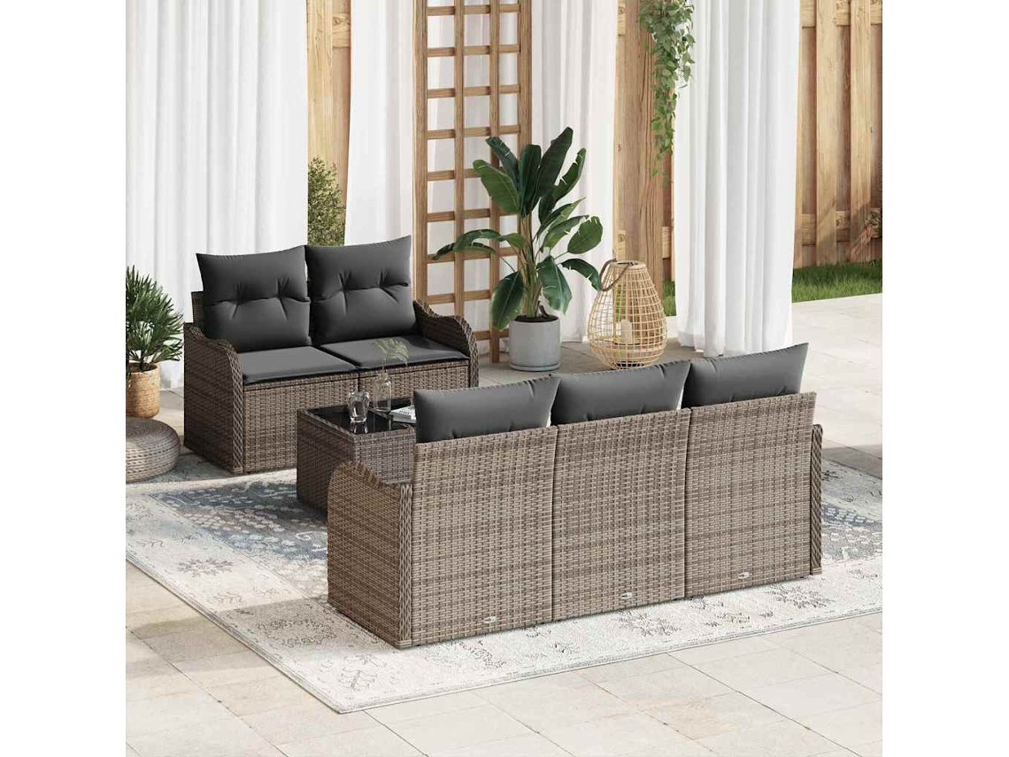 Vidaxl Conjunto De Sofá De Jardim 6 Unid. 5-número De Lugares Cinzeto
