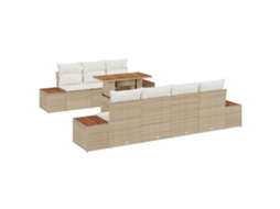 Conjunto 8 Conjunto De Móveis Para Exterior Vidaxl Bege Vime Pe (100 X 55 X 73 Cm)