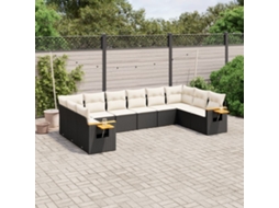 Vidaxl 10 Pcs Conjunto Sofás de Jardim C/ Almofadões Vime Pe Preto