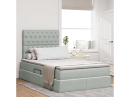 Vidaxl Cama Com Arrumação E Colchão Cinzento-claro 120 X 200 Cm Veludo