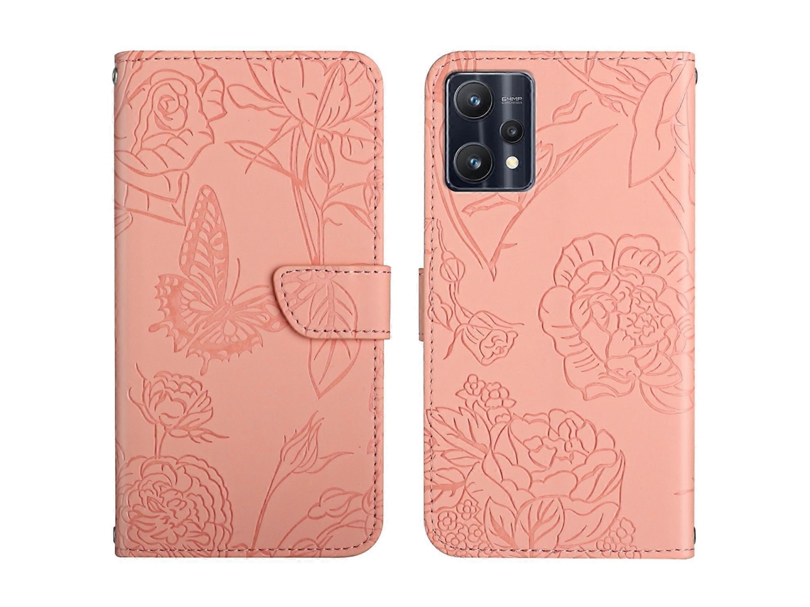 Capa De Couro Com Estampa De Peônia Borboleta Para Oppo Realme 9 Pro/realme 9 4g