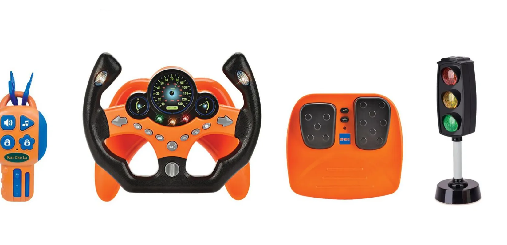 Volante Brinquedo CHRUI com Pedais de Freio e Acelerador com Luz e Música (laranja)