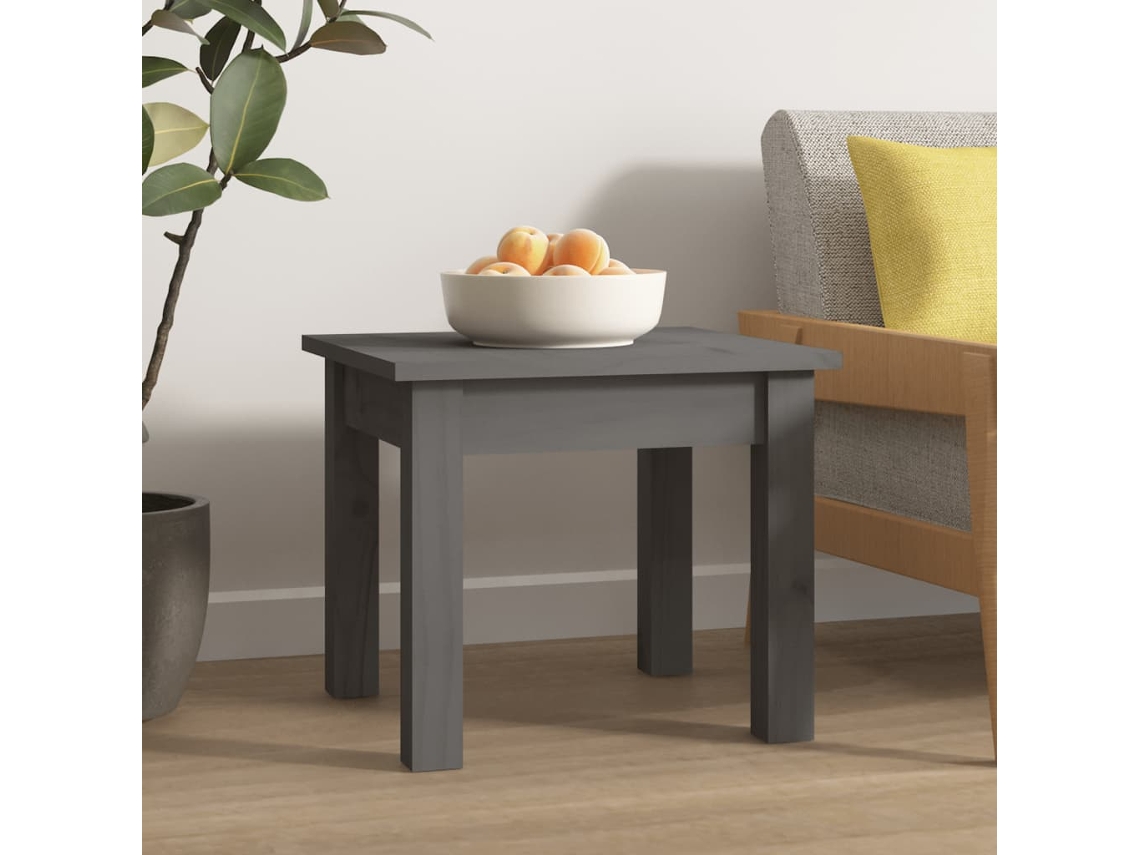 Vidaxl Mesa De Centro 35x35x30 Cm Madeira De Pinho Maciça Cinzento