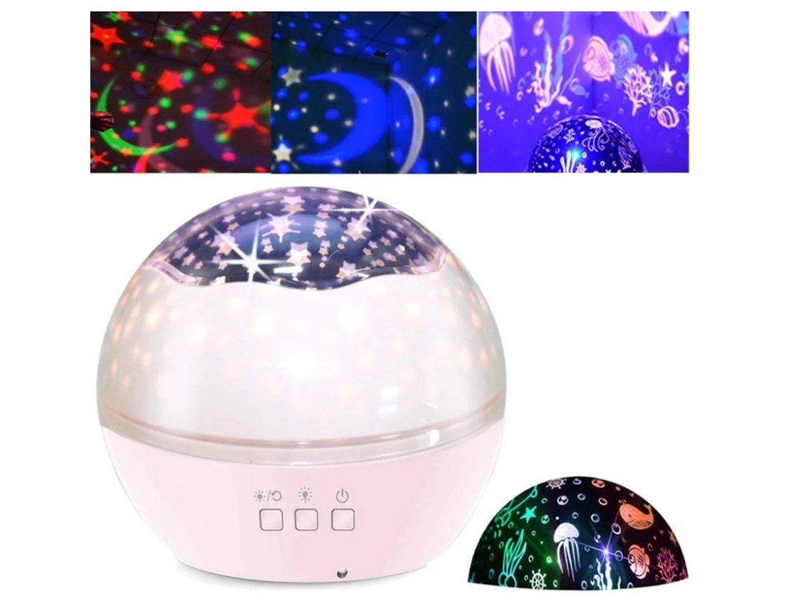 Projetor Estrela Crianças Yizhood 360 Graus Céu/oceano Rosa