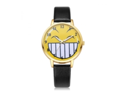 Reloj De Cuero Pu Analógico De Cuarzo Con Dial Redondo Para Muñeca Negro Lvpai