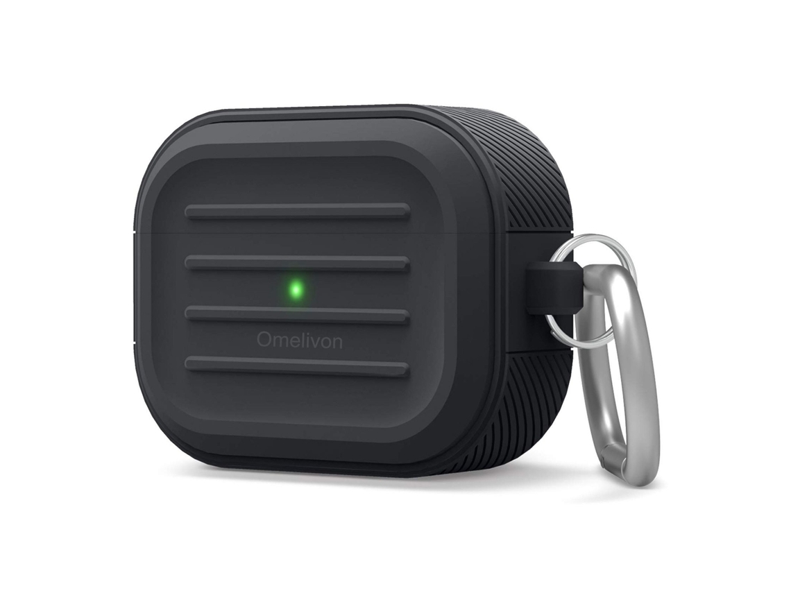 Capa Zruxe Para Airpods 4 Silicone Preto Com Mosquetão (proteção Total, Carregamento Sem Fios)