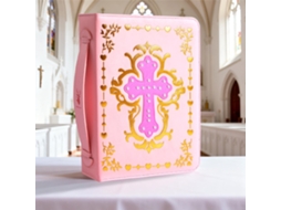 Vintage Cross Cover Pu Leather Handheld Document Bag Large Capacity Zipper Book Protector Love Pink Single