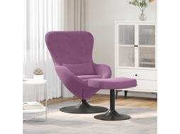 Vidaxl Cadeira Egg Com Puff Roxo Veludo
