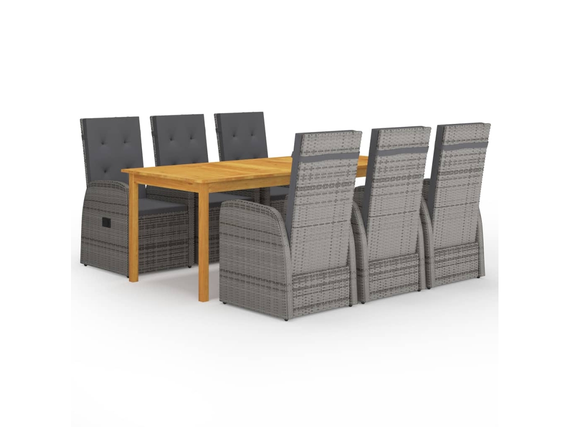 Conjunto De 7 Peças De Jantar Para Jardim Cinzento Dkd Home Decor
