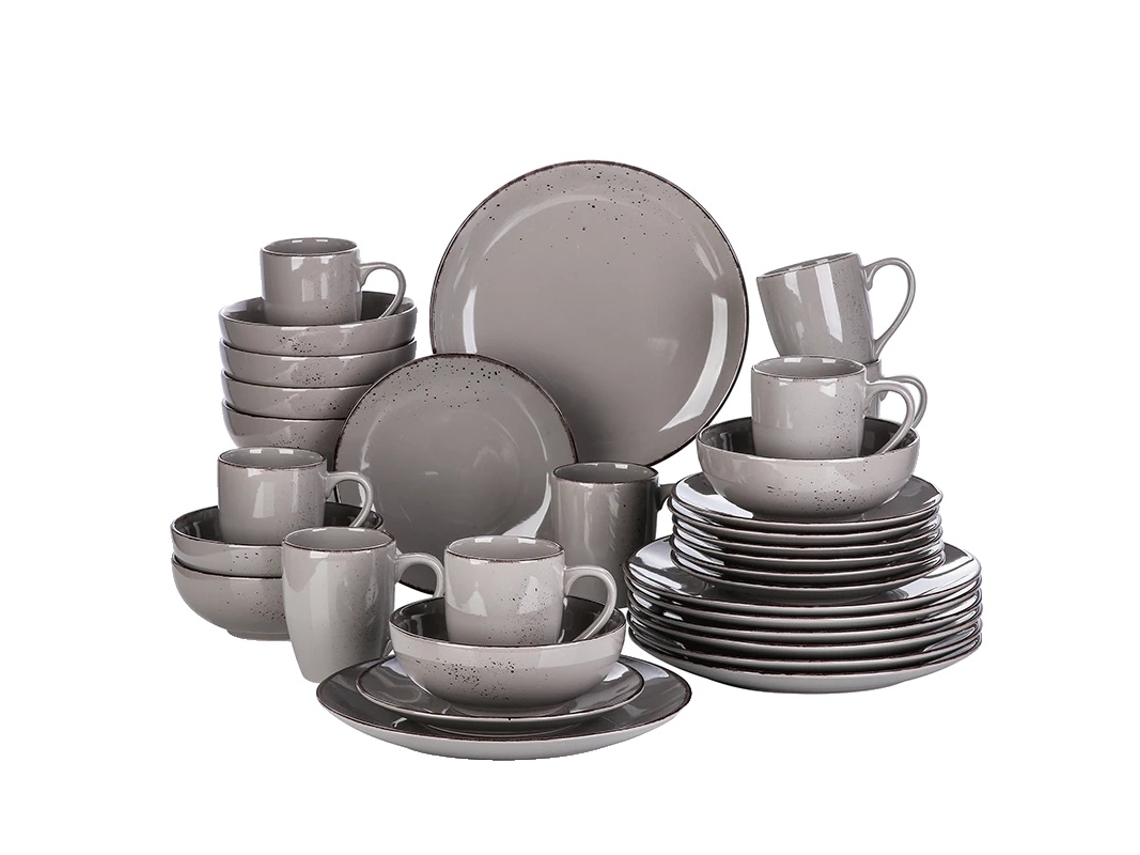 Conjunto De Louças Vancasso Navia Cinza, Pratos De 10,75 Polegadas, Tigelas De 800 Ml,32 Peça Oem