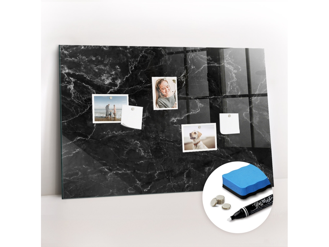 Quadro Magnético Mármore Preto Para A Sala De Estar Espelharte (90x60 Cm)
