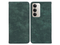 Capa Tipo Carteira De Couro Magnético Resistente Tkdaddy Para Xiaomi Redmi 15 5g Com Textura Listrada Verde