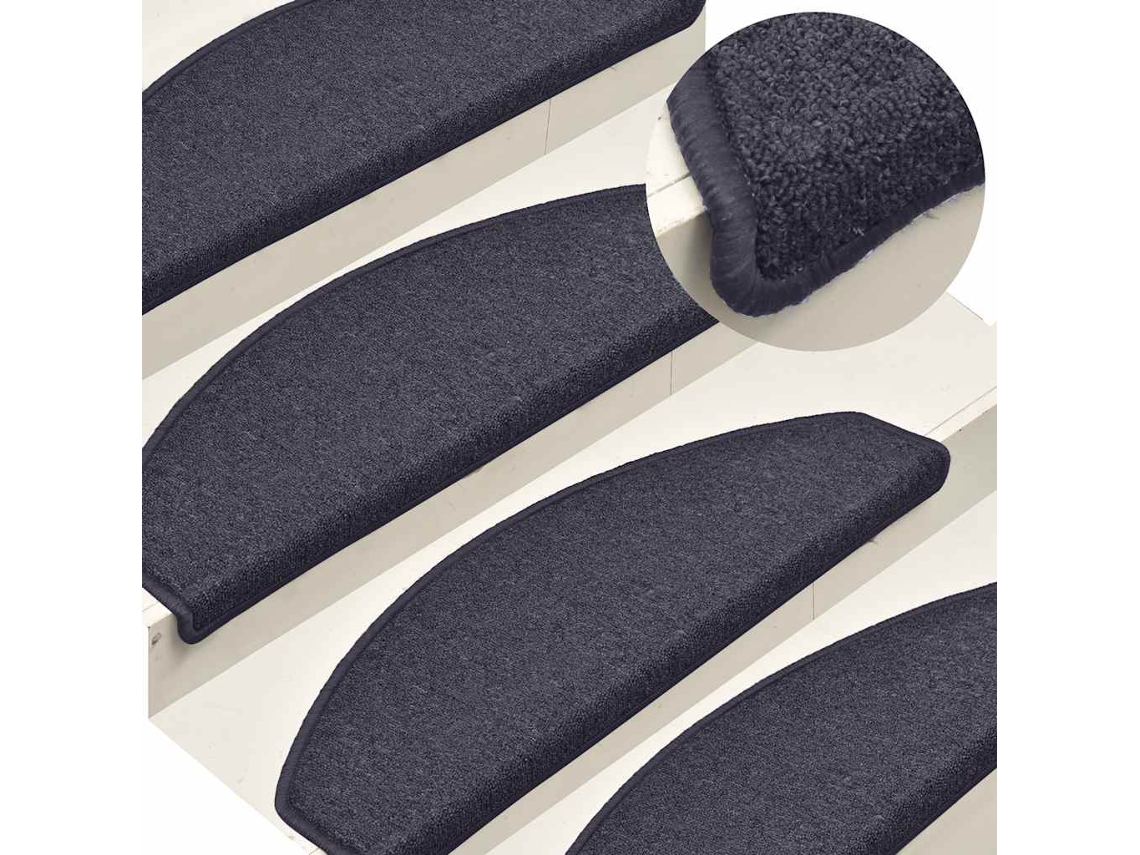 Vidaxl Tapetes De Escada 30 Peças 65x24x4 Cm Cinza Escuro E Azul Semicircular Grande