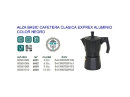 Alza basic cafetera clasica expres aluminio negra   6 tazas 6032