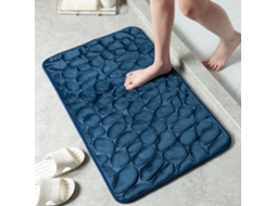 Tapete de Banheiro Antiderrapante , com Estampa de Pedra, em Tecido Não Tecido, Altamente Absorvente e Lavável. MDUG (azul Escuro)