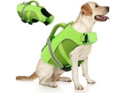 Colete Salva-vidas Para Cães Tamanho S Verde Com Alça De Resgate Para Cachorros De 11-22 Libras