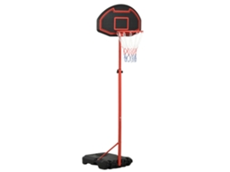 Cesta Basquete Portátil, Altura Ajustável+base Água/areia, Aço+náilon, 73x49x194-249cm Dgj