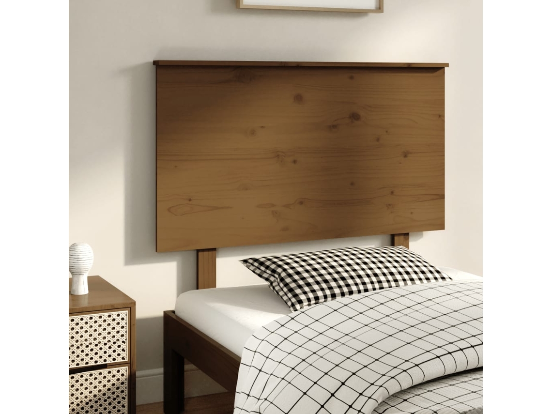 Vidaxl Cabeceira De Cama 94x6x82,5 Cm Pinho Maciço Castanho Mel