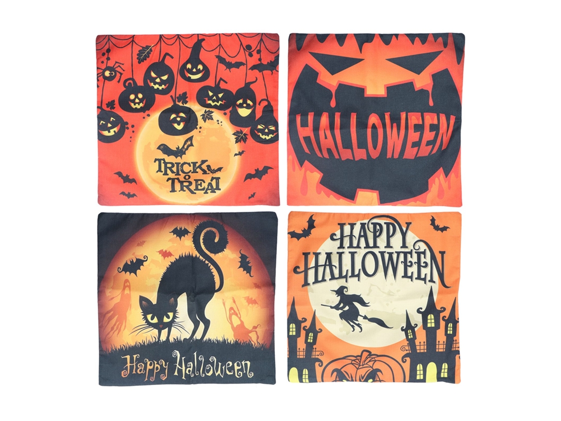 Capas De Travesseiro Halloween Padrão Abóbora Com Fecho Zipper