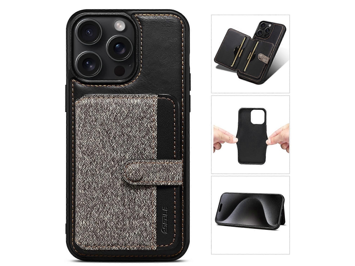 Capa De Celular Híbrida À Prova De Choque Com Compartimentos Para Cartão E Couro Sintético Para Iphone 14 Pro Max