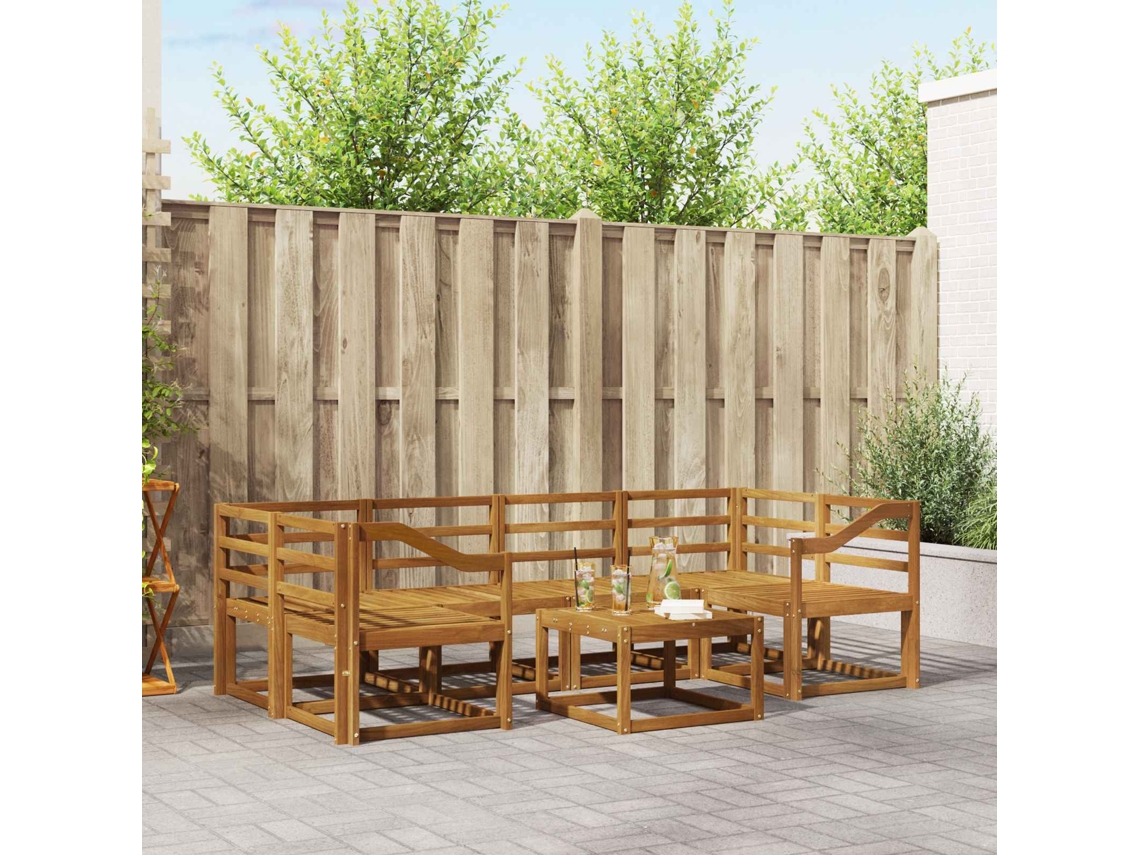 Vidaxl Conjunto De Sofás Para Exterior 7 Pcs Natural
