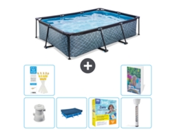 Piscina Exit Retangular Efeito Pedra 300x200x65 Cm 5 peças S192 EXIT TOYS