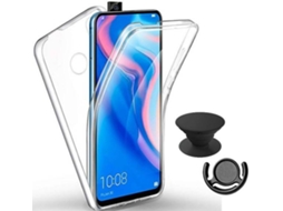 Kit Capa, PopSocket e Suporte PopSocket Preto Huawei P Smart Z 360º Transparente
