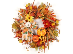 2025 Último Modelo De Guirlandas De Outono Para Porta Da Frente 50 Cm Guirlanda De Outono Laranja Artificial Decorada Com Rosetas, Aquaforge