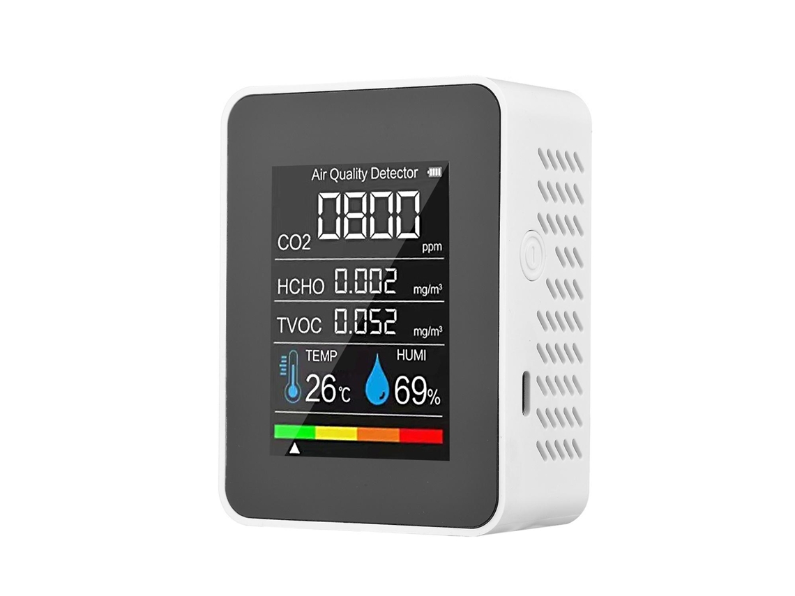 Medidor de qualidade do ar portátil, detector de CO2 interno 5 em 1, testador de formaldeído, HCHO TVOC, LCD de temperatura, Slowmoose