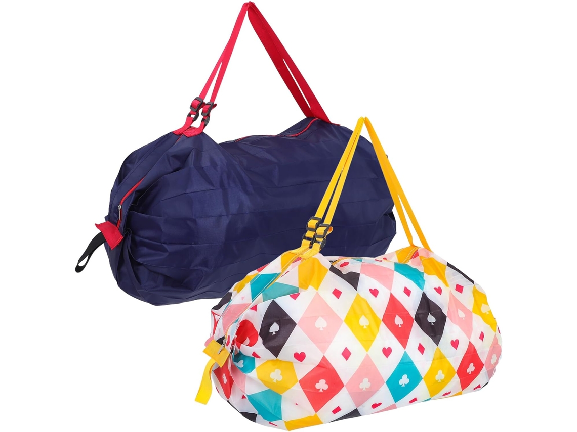De 2 Sacolas De Compras Grandes, Dobráveis E Reutilizáveis Para Viagens E Compras Diárias - Portátil