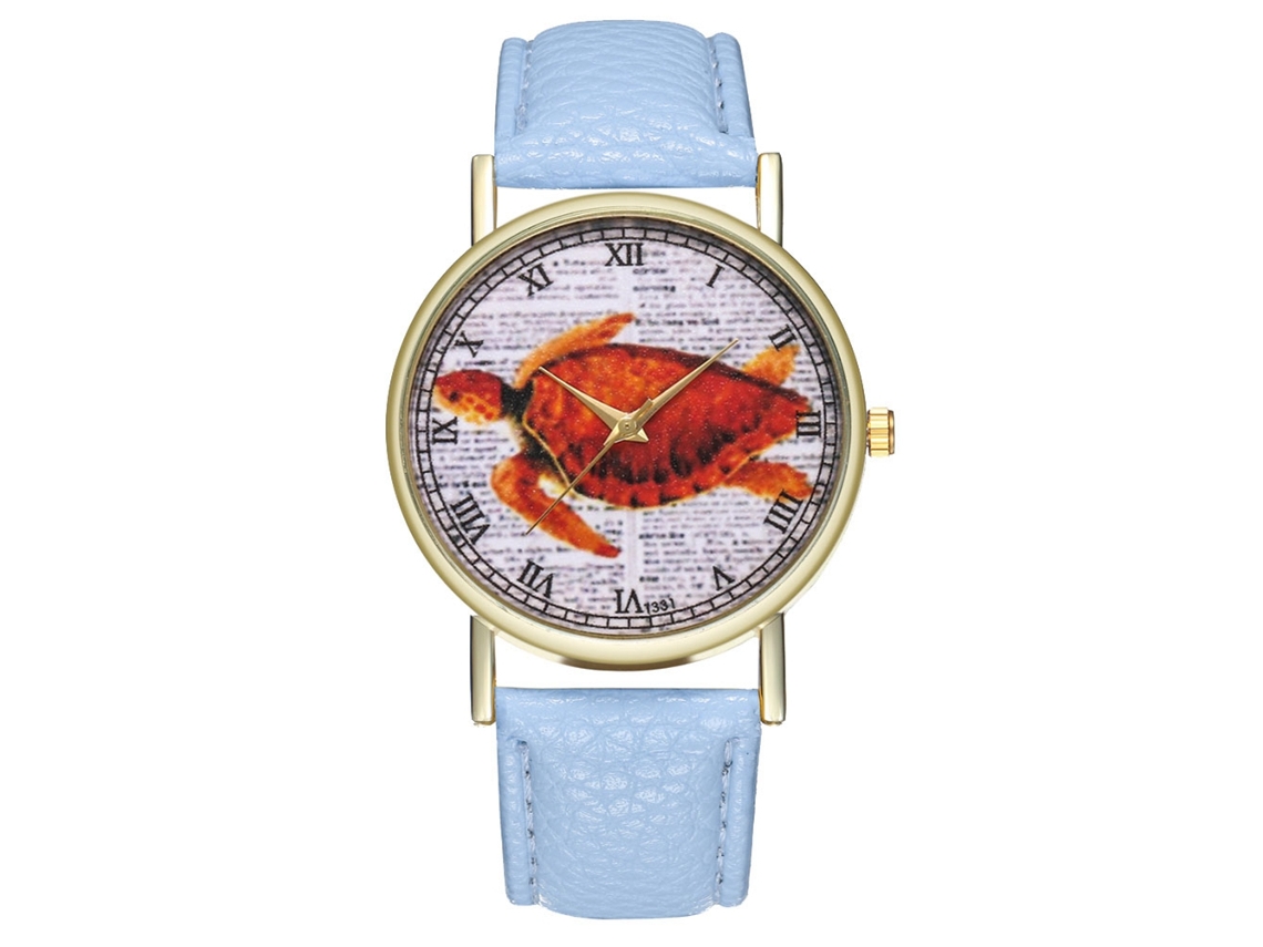 Reloj De Pulsera Estudiantil De Cuero Pu Con Números Romanos Azul Claro